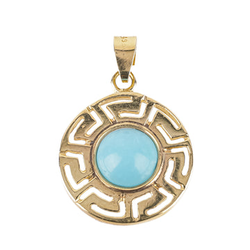 14K Yellow Gold And Turquoise Cabochon Pendant