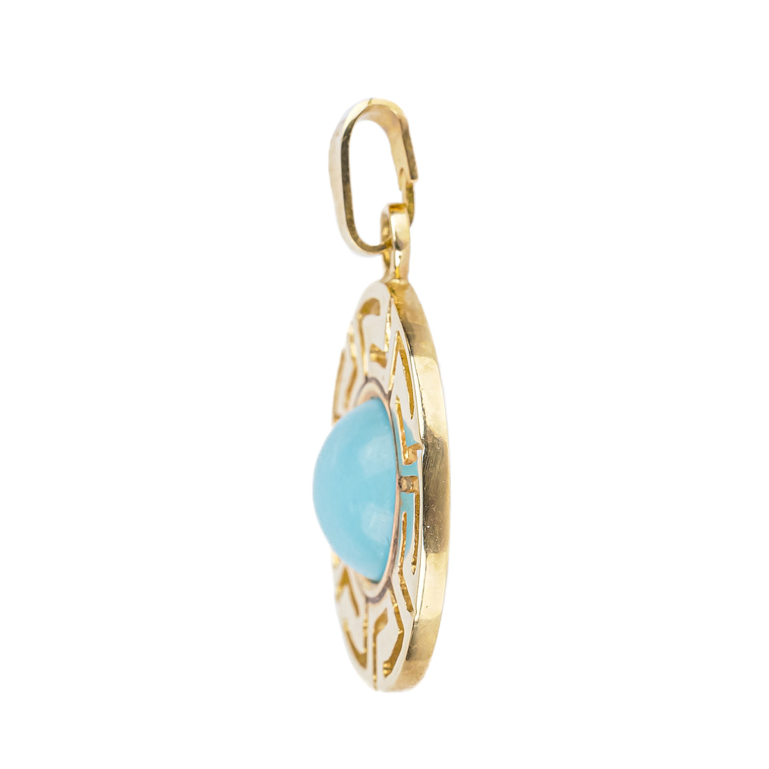 14K Yellow Gold And Turquoise Cabochon Pendant