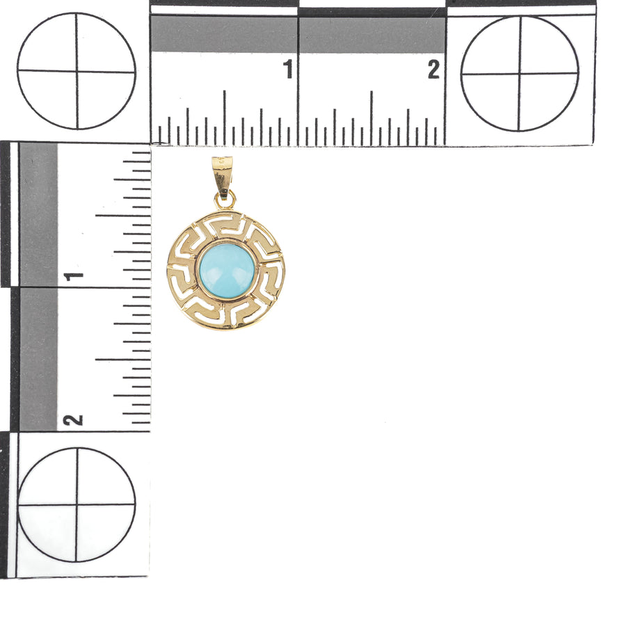 14K Yellow Gold And Turquoise Cabochon Pendant