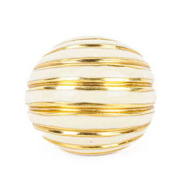 ROBERTO LEGNAZZI 18K Yellow Gold And White Enamel Tapered Dome Ring