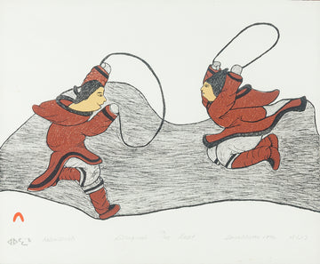 Sorosilutu Ashoona, (Cape Dorset 1941-2011) "Two Girls Skipping"