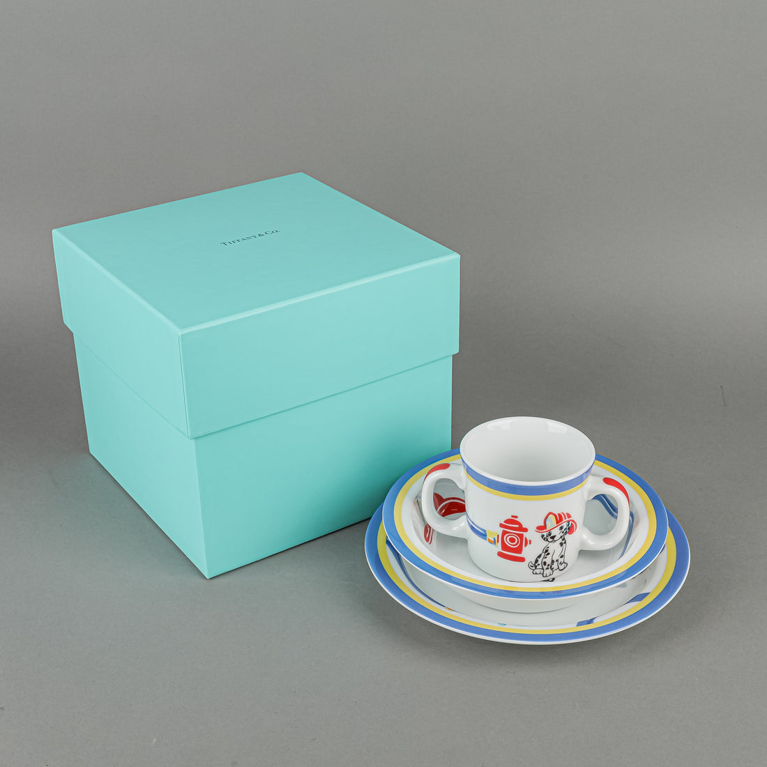 TIFFANY & CO Fire Station Blue Baby Set 3 Pieces