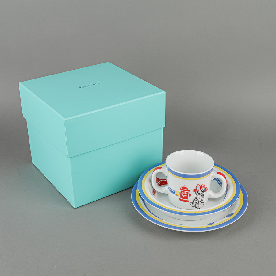 TIFFANY & CO Fire Station Blue Baby Set 3 Pieces