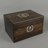 Antique Victorian Coromandel Jewelry And Vanity Case Plus Contents