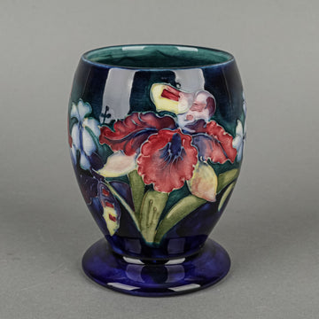MOORCROFT Orchid Blue Ground Footed Vase/Pot