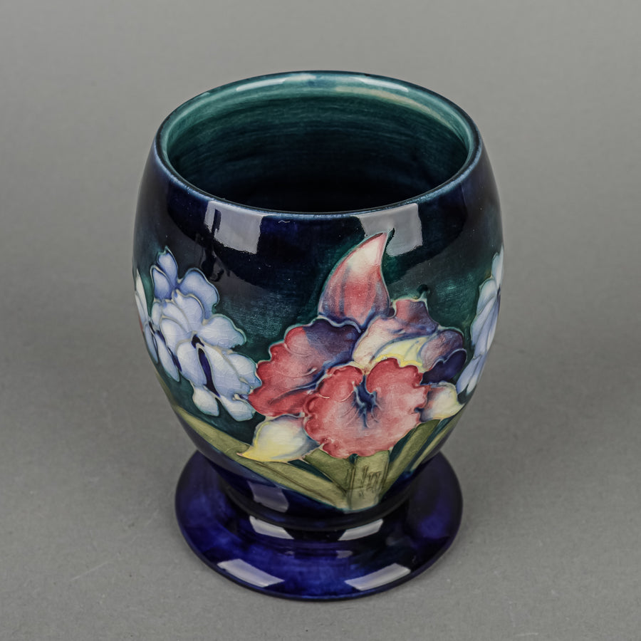 MOORCROFT Orchid Blue Ground Footed Vase/Pot