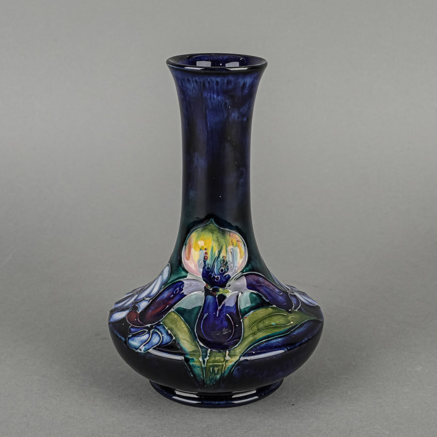 MOORCROFT Orchid Blue Ground Bottle Vase