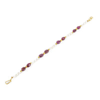 18K Yellow Gold Ruby & Freshwater Pearl Bracelet
