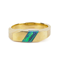 14K Yellow Gold Black Opal Inlaid Ring