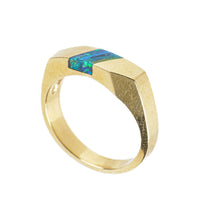 14K Yellow Gold Black Opal Inlaid Ring