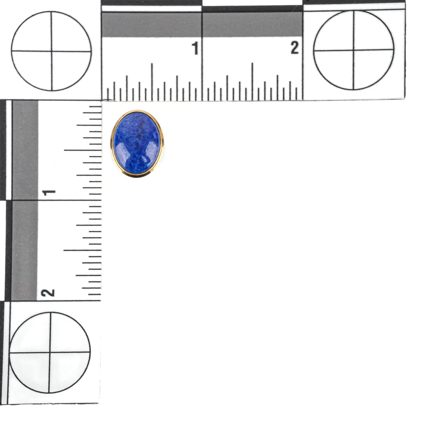 14K Yellow Gold Oval Cabochon Lapis Studs
