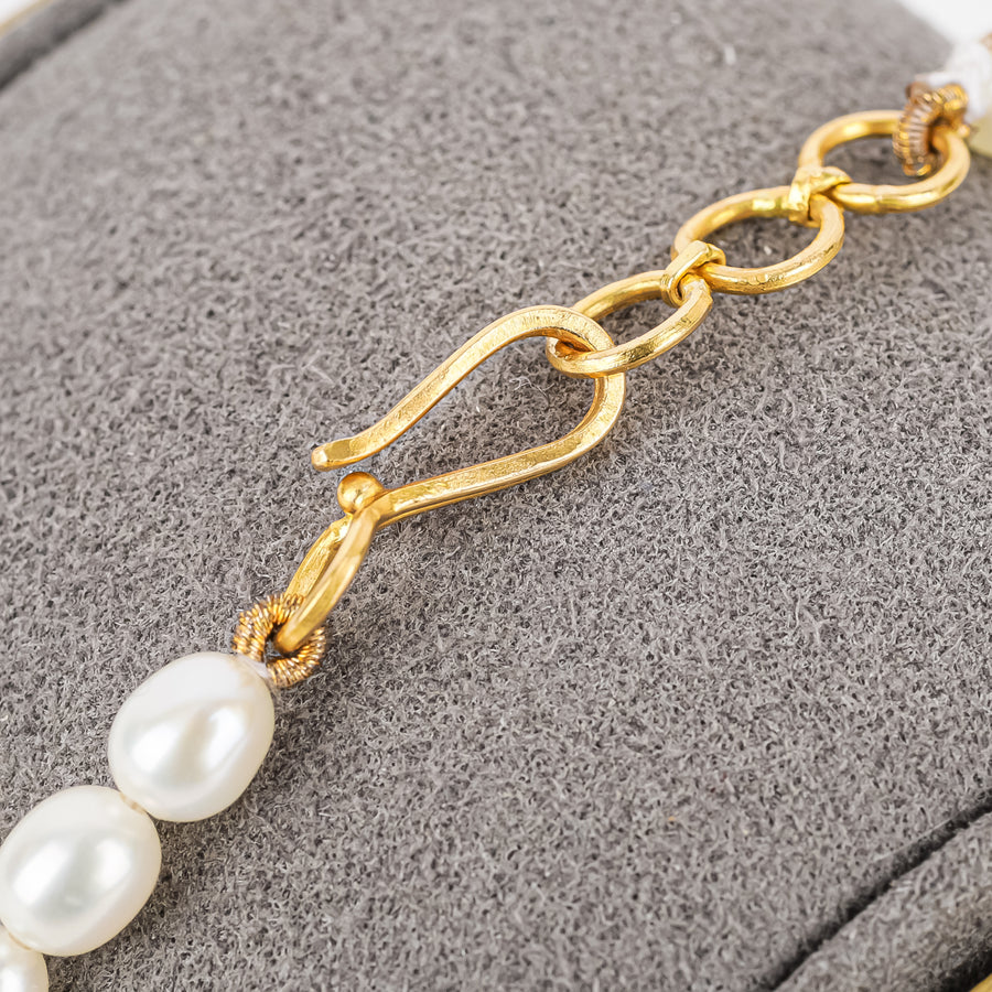 18K Yellow Gold Ruby & Freshwater Pearl Bracelet