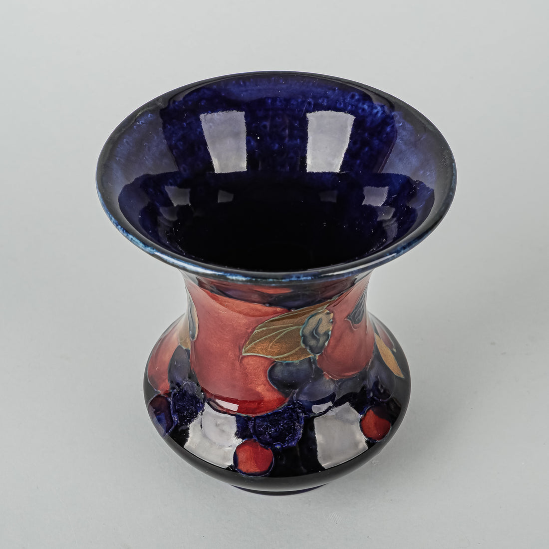 MOORCROFT Pomegrante Blue Ground Flare Vase