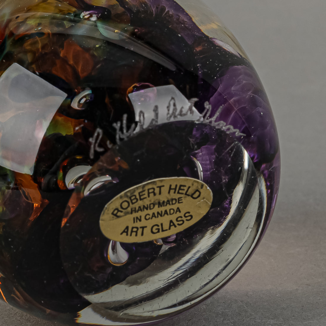 ROBERT HELD ART GLASS Sommerso Bubbles Paperweight