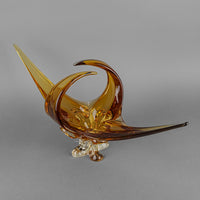 Lorraine/Chalet Style Free Form Art Glass Basket - Amber