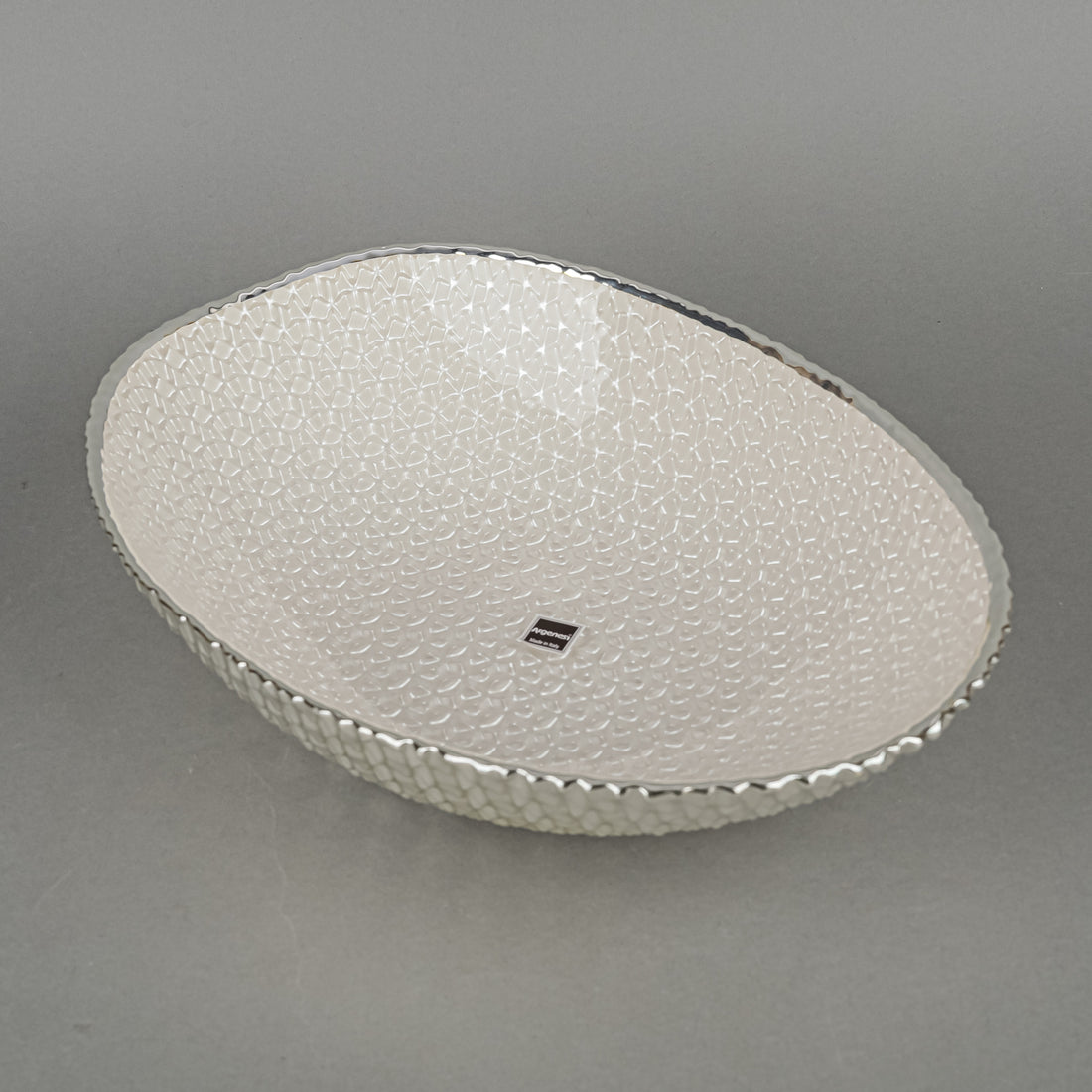 ARGENESI Diamante Oval Silver Overlay Glass Bowl