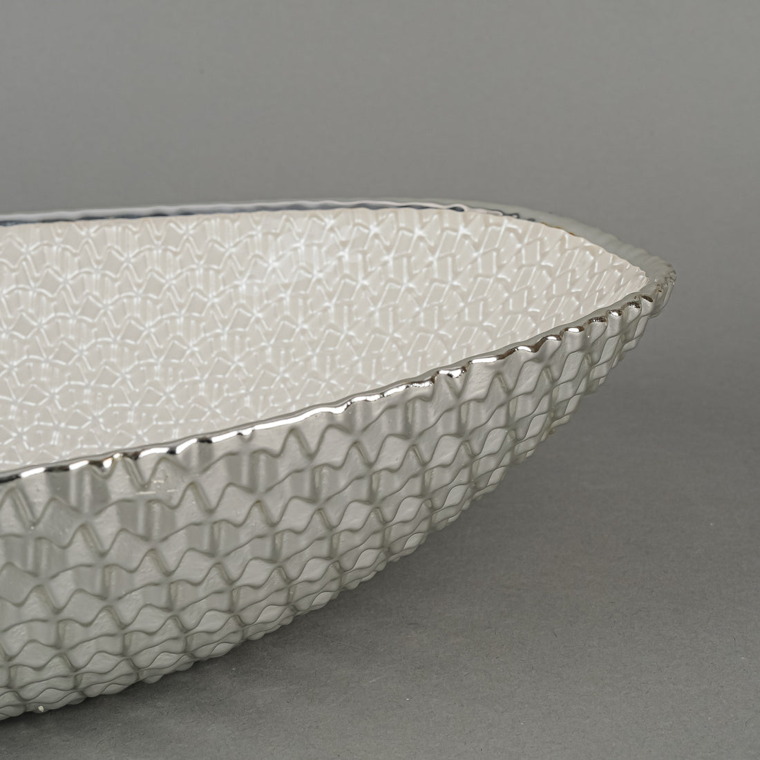 ARGENESI Diamante Oval Silver Overlay Glass Bowl