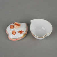HEREND Chinese Bouquet Rust Heart Shaped Bonbon Box 6004