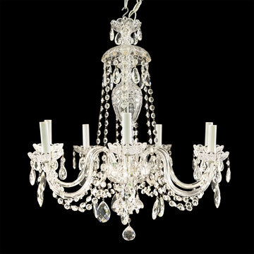 SCHONBEK Sterling Seven Light Chandelier With Crystal Drops