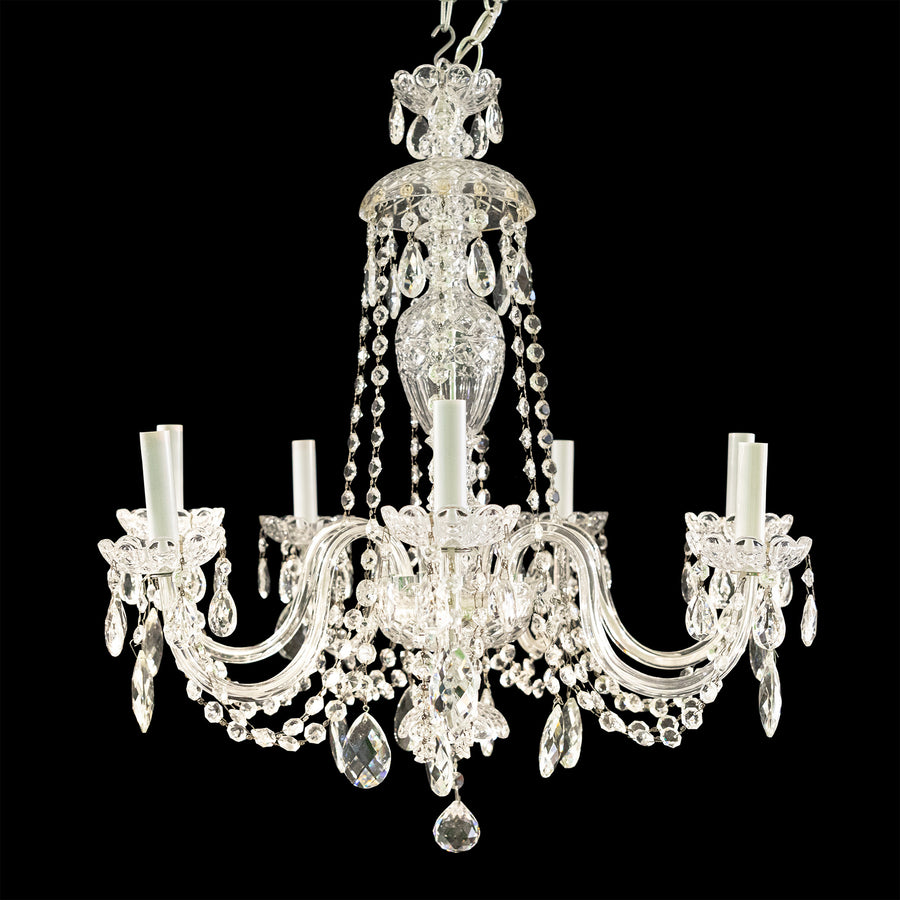 SCHONBEK Sterling Seven Light Chandelier With Crystal Drops