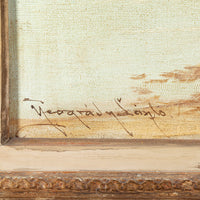 Laszlo Neogrady (Hungarian 1896-1962) River Scene With Women And Ducks - Oil on canvas