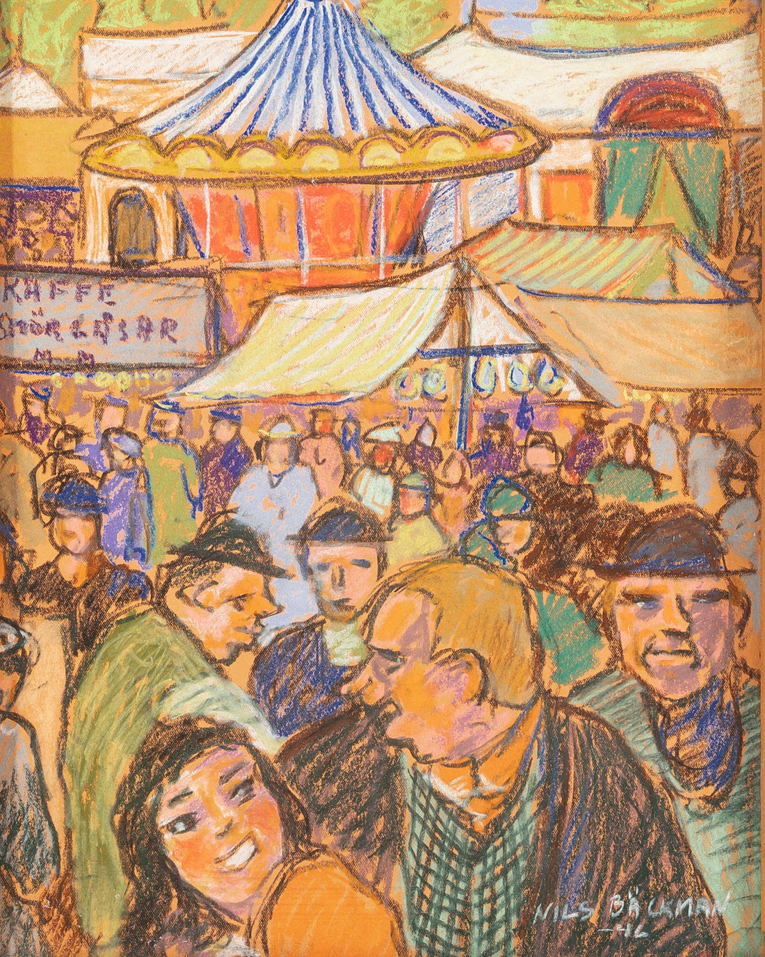 Nils Backman (Swedish 1896-1946) Swedish Fun Fair Scene
