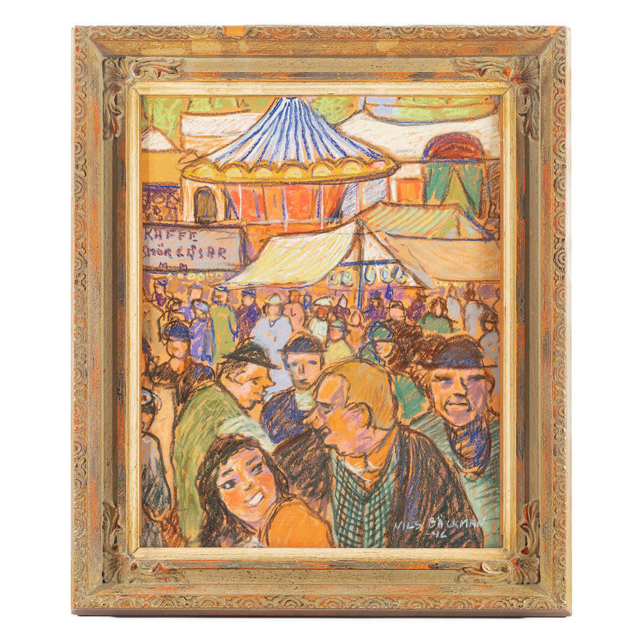 Nils Backman (Swedish 1896-1946) Swedish Fun Fair Scene