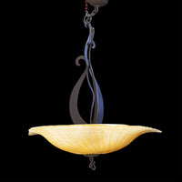 Steel And Glass Four Light Fixture With Murano Style d'Oro Shade