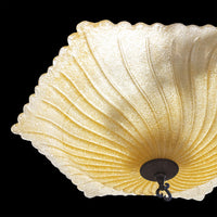 Steel And Glass Four Light Fixture With Murano Style d'Oro Shade