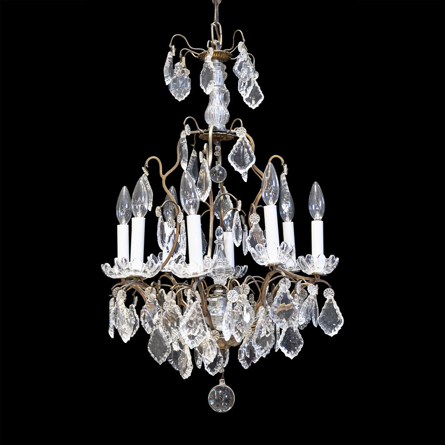 Bronze Eight Light Chandelier With Drops