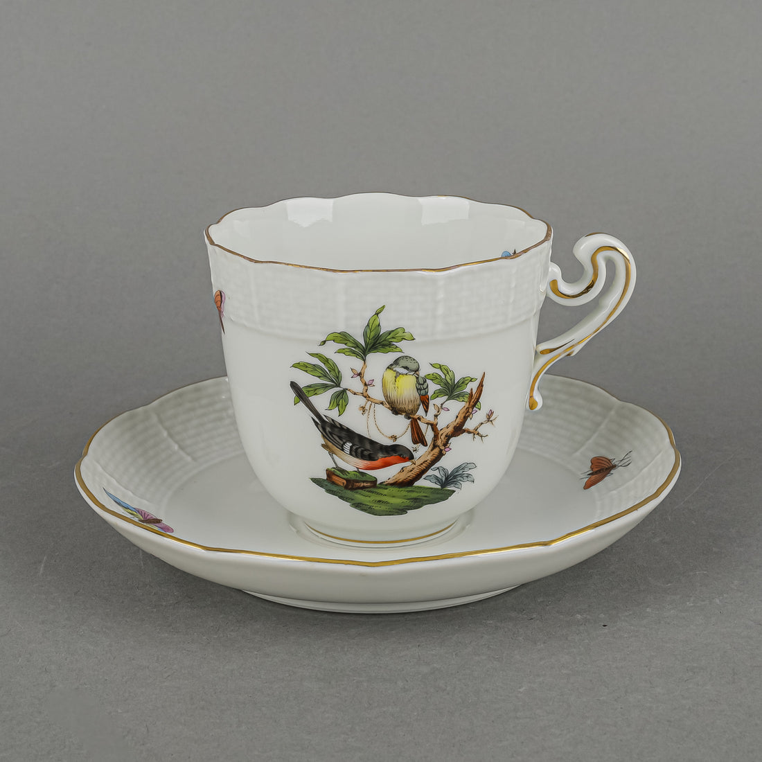 HEREND Rothschild Bird Cup & Saucer 706