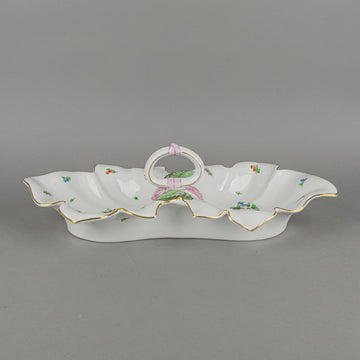 HEREND Floral Double Fancy Dish 7511  Leaf