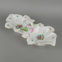HEREND Floral Double Fancy Dish 7511  Leaf