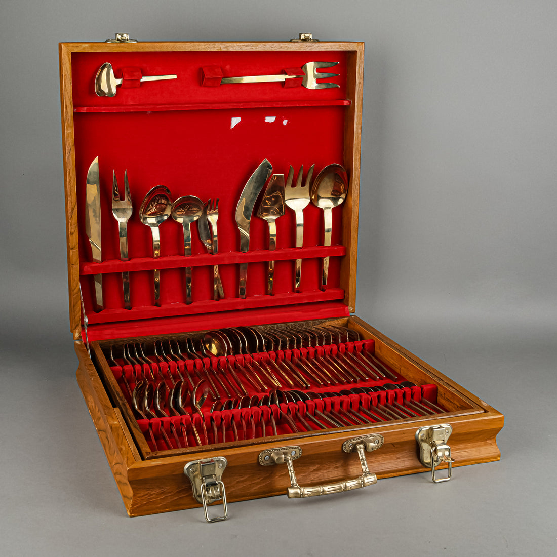 THAI BRONZEWARE Chopstick Nickel Bronze Flatware 12 Place Settings