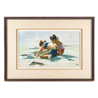 Ronald N Okey, (Canadian, 1921-2004) Untitled-Children At The Beach