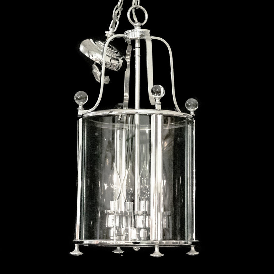 4-Light Nickel & Glass Lantern Pendant Light