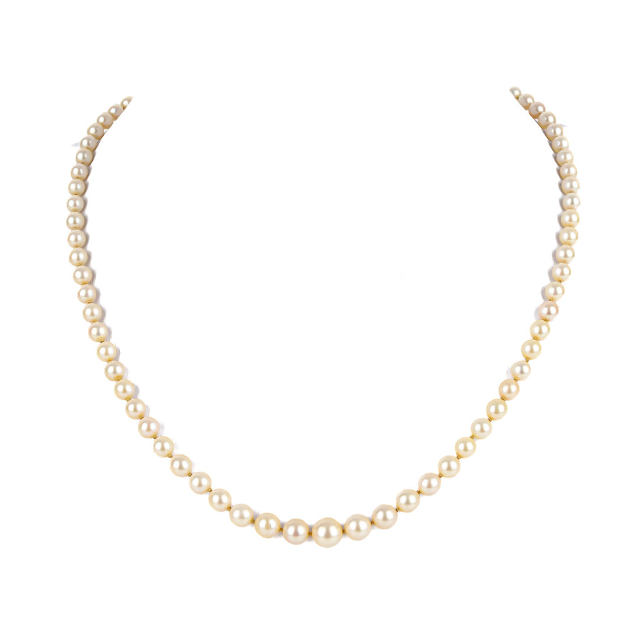 BIRKS 14K Yellow Gold Clasp Graduated Pearl Necklace