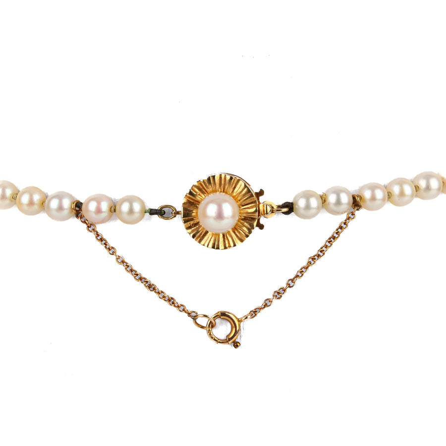 BIRKS 14K Yellow Gold Clasp Graduated Pearl Necklace