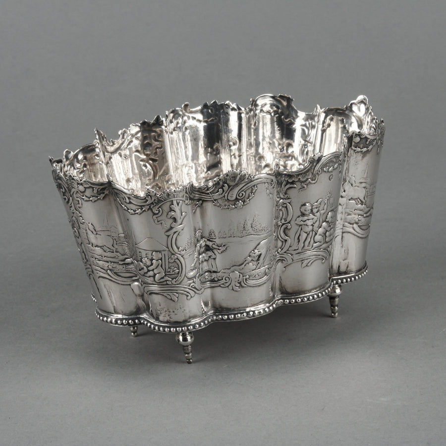 Dutch 833 Silver Repousse Footed Dish