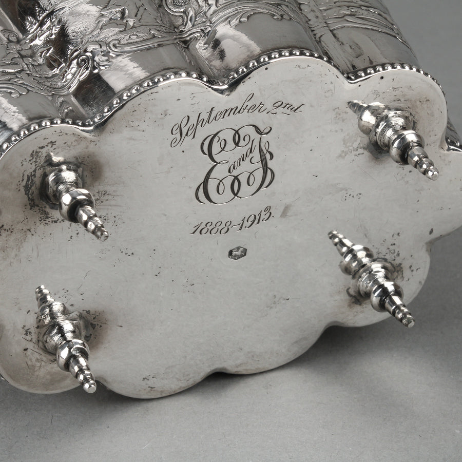 Dutch 833 Silver Repousse Footed Dish