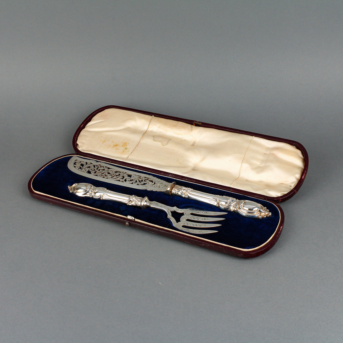 JG Sterling Silver Handle Silverplate Fish Server Set