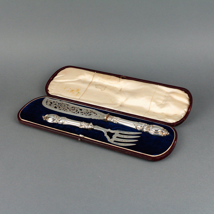 JG Sterling Silver Handle Silverplate Fish Server Set