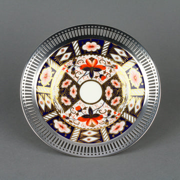 AYNSLEY/RODEN Sterling Silver Rim Imari Plate