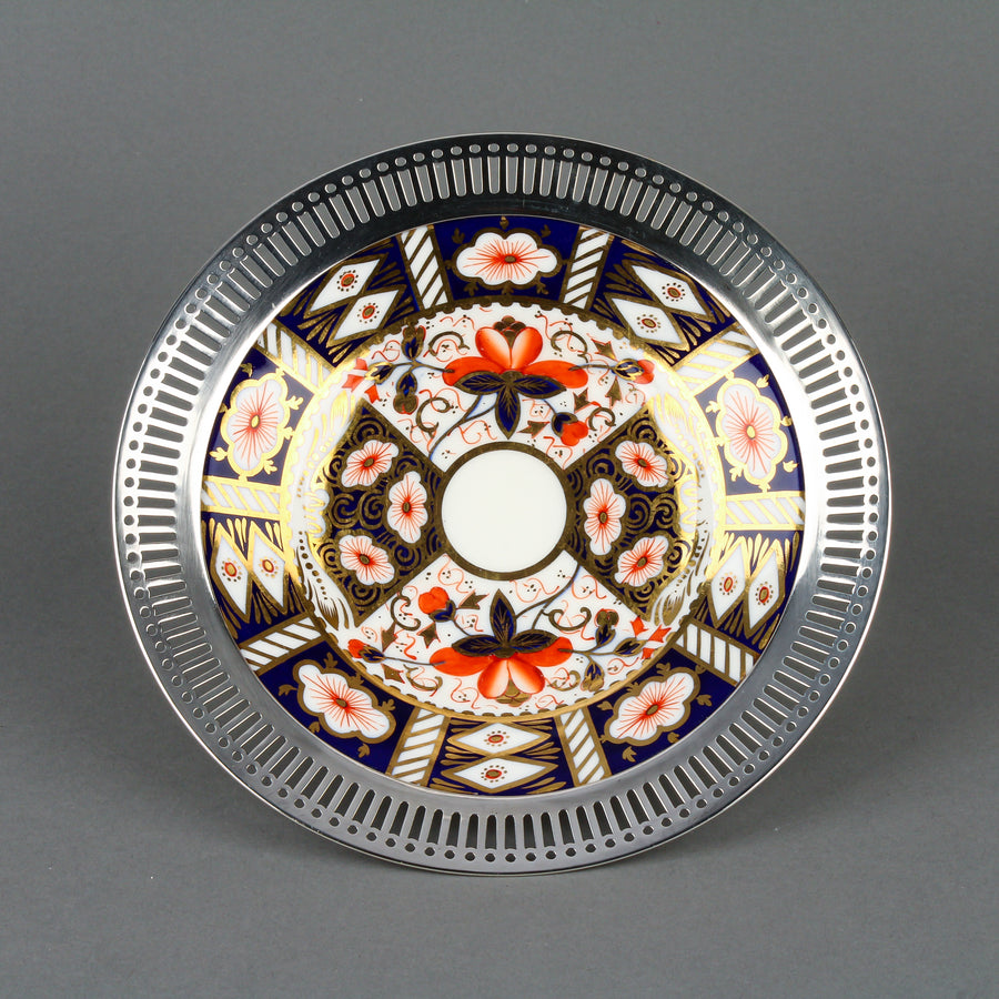 AYNSLEY/RODEN Sterling Silver Rim Imari Plate