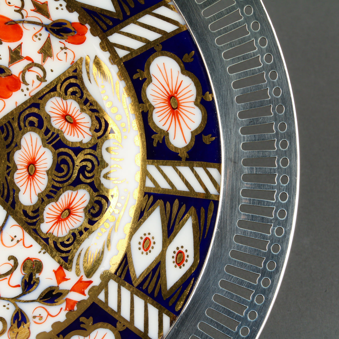 AYNSLEY/RODEN Sterling Silver Rim Imari Plate
