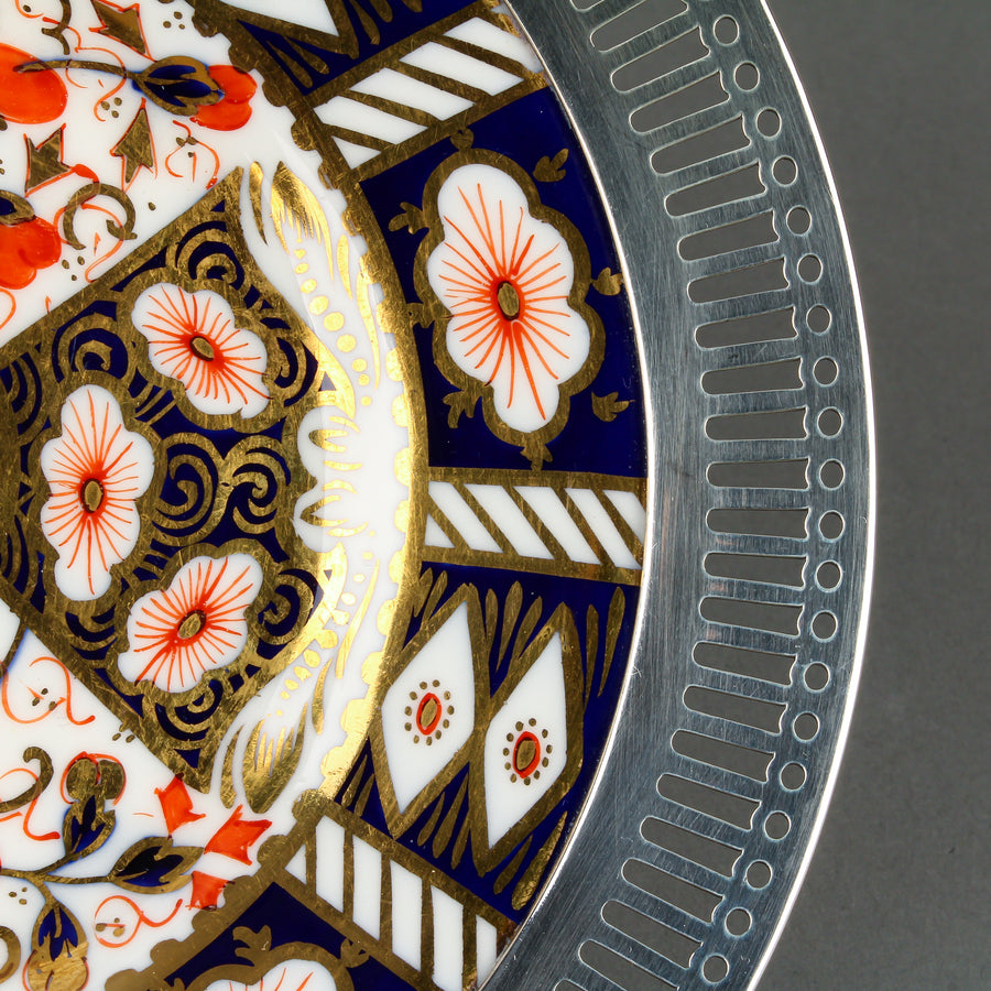 AYNSLEY/RODEN Sterling Silver Rim Imari Plate