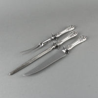 NORTHUMBRIA Normandy Rose Sterling Silver Handle Stainless Steel Carving Set