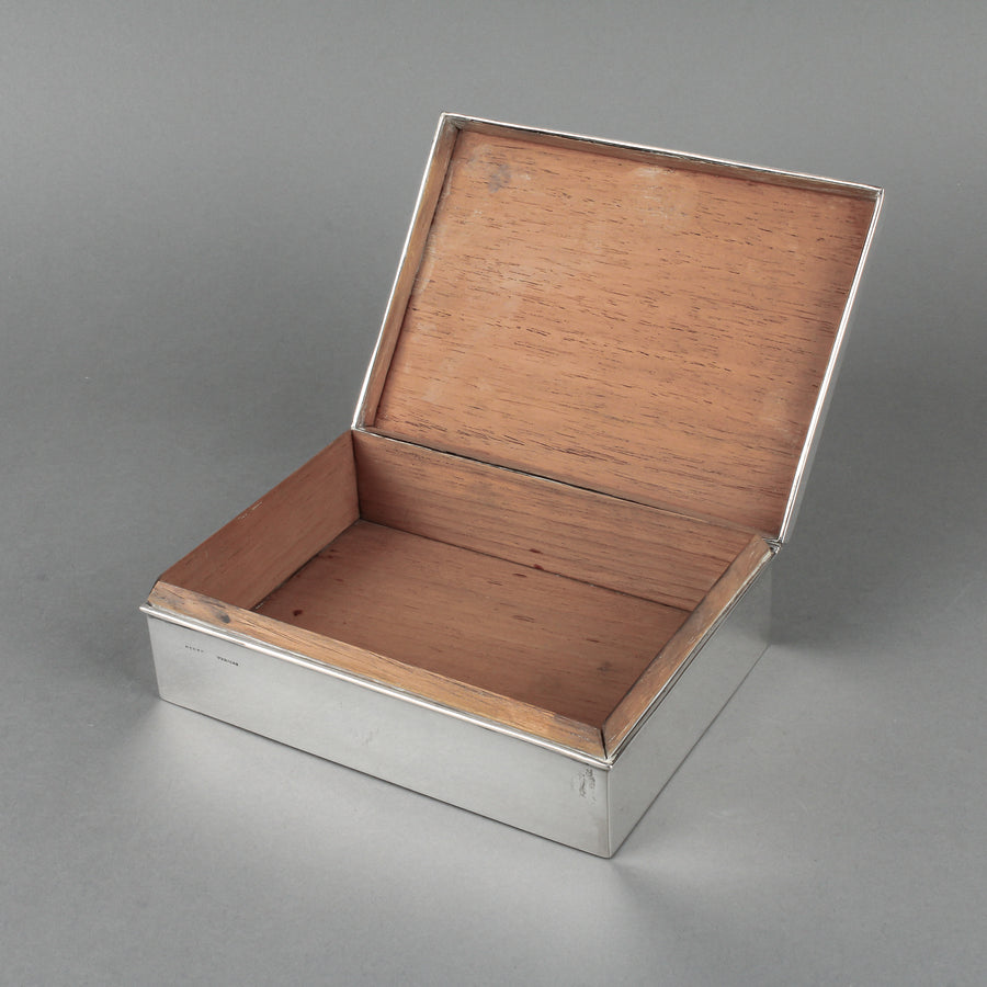 BIRKS Wood Lined Sterling Silver Cigarette Box