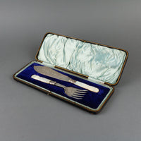 HENRY HOBSON & SONS Sterling Silver Fish Servers with Mother-of-Pearl Handles - Set of 2