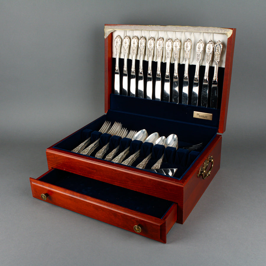 WALLACE Rose Point Sterling Silver Flatware - 12 Place Settings +